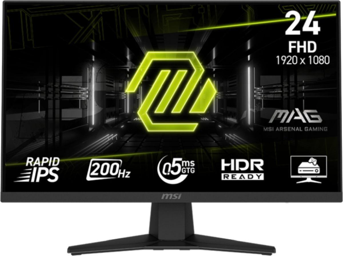 Монитор MSI MAG 244F, 23.8", 0.5ms, 200Hz, Rapid IPS, 1920x1080 (FHD), 16:9, AMD FreeSync Premium, 300 nits, VESA, Черенна ниска цена с бърза доставка - BestPC.BG