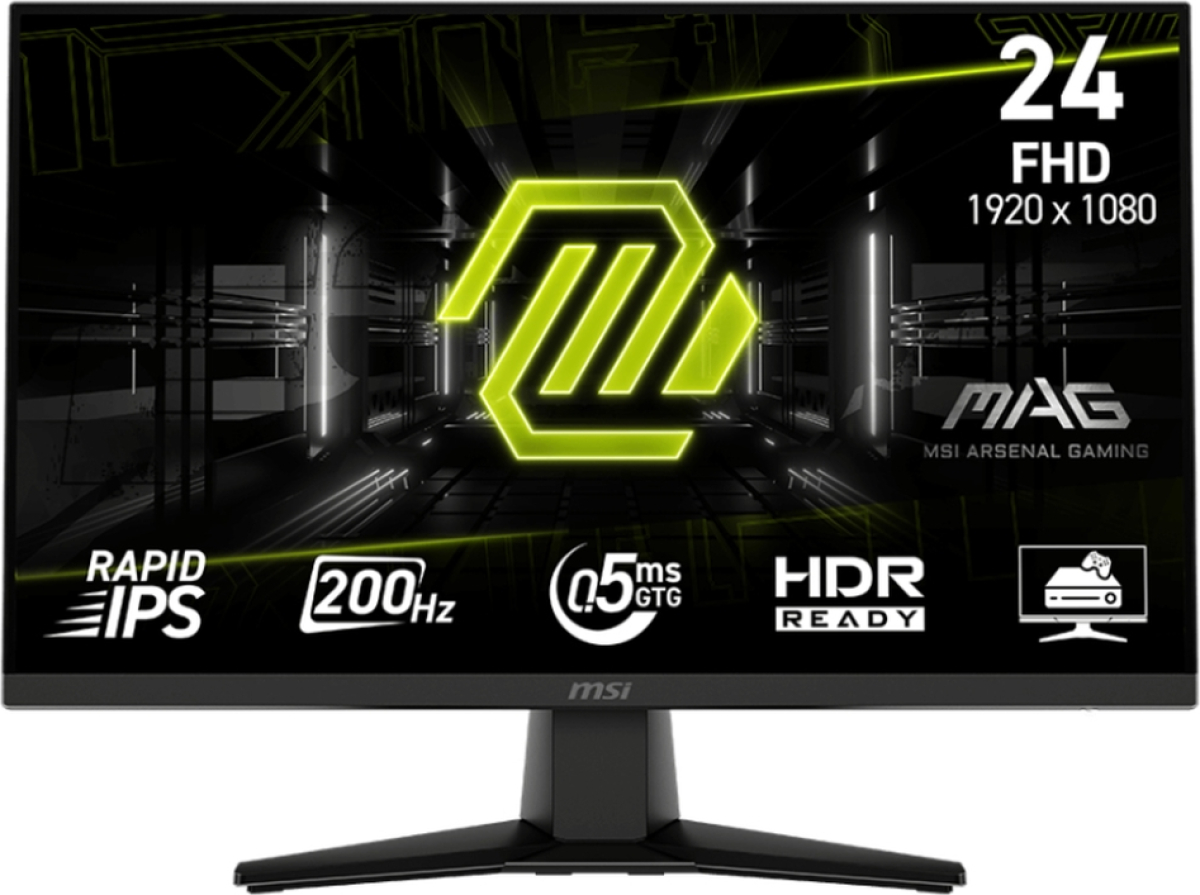 Монитор MSI MAG 242F, 23.8", 0.5ms, 200Hz, Rapid IPS, 1920x1080 (FHD), 16:9, AMD FreeSync Premium, 300 nits, VESA, Черенна ниска цена с бърза доставка - BestPC.BG