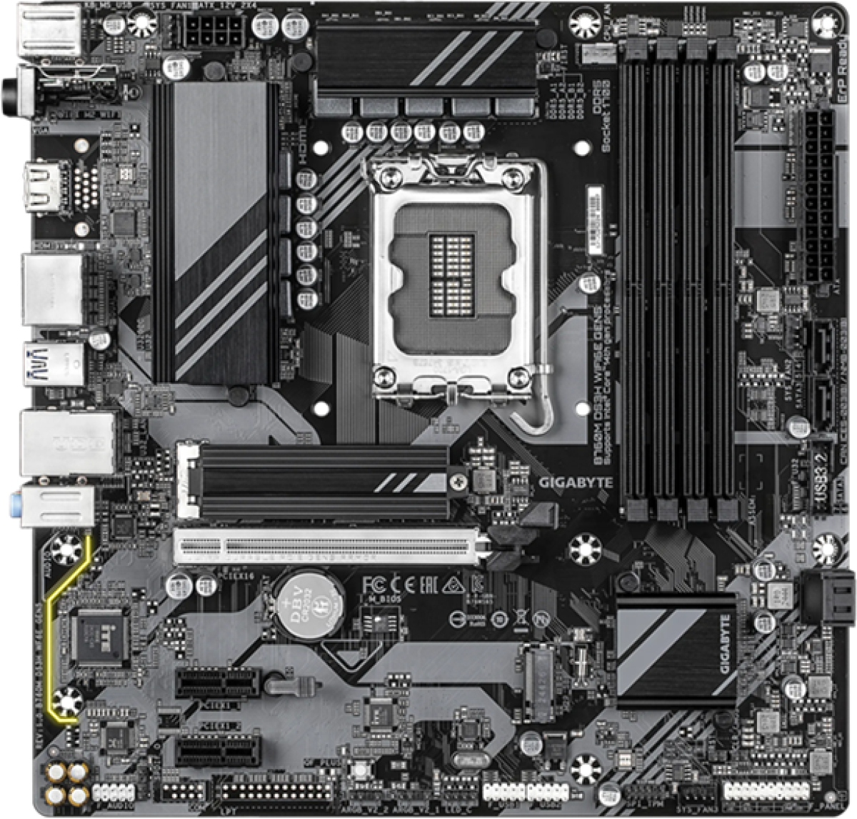 Дънна платка Gigabyte B760M DS3H WF6E GEN5, 4x DDR5, LGA1700, HDMI, 2xDP, WiFi, BTна ниска цена с бърза доставка - BestPC.BG