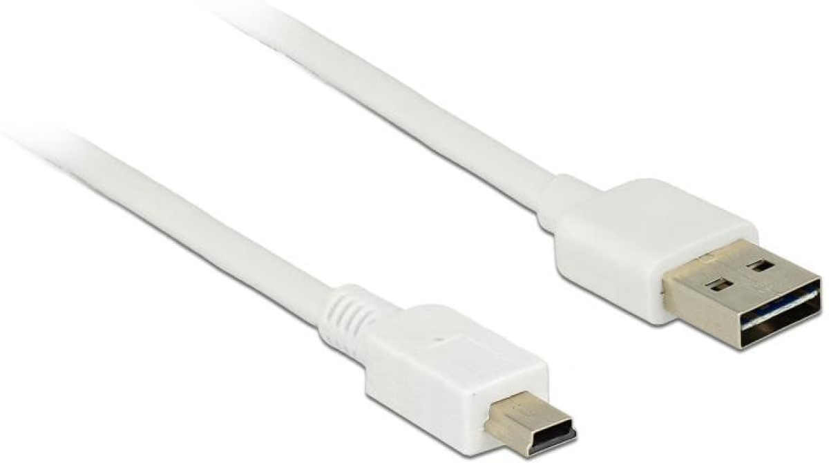 Кабел/адаптер Delock EASY-USB-A 2.0 мъжко - USB Mini-B мъжко, 1m , бялна ниска цена с бърза доставка - BestPC.BG