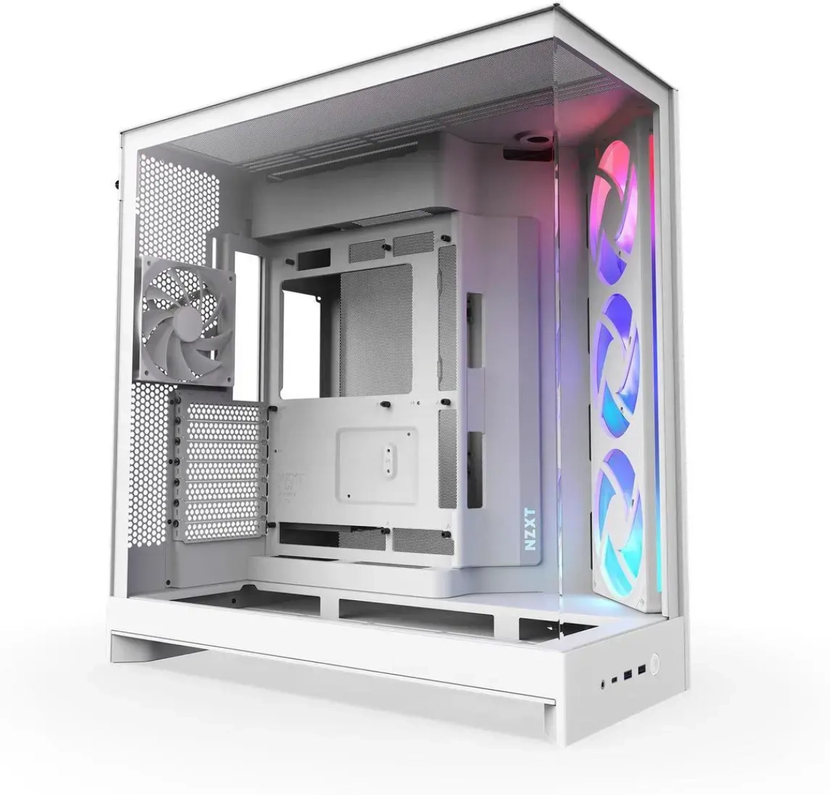 Кутия NZXT H9 Flow RGB Dual-Chamber, Middle Tower, ATX, 4х120 мм, 2 x 3.5\'\', 4x 2.5", 2x USB 3.2 Gen 1, 1 x USB-C, бялна ниска цена с бърза доставка - BestPC.BG