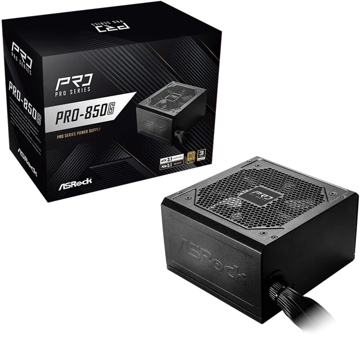 Захранване Asrock PRO-850G, 850W, 80 Plus GOLD, Non Modular PSU, 1x EPS 12V CPU, 2x PCIe 2x 4-pin, 4x SATA, 120 mm Fan, ATX 3.1на ниска цена с бърза доставка - BestPC.BG