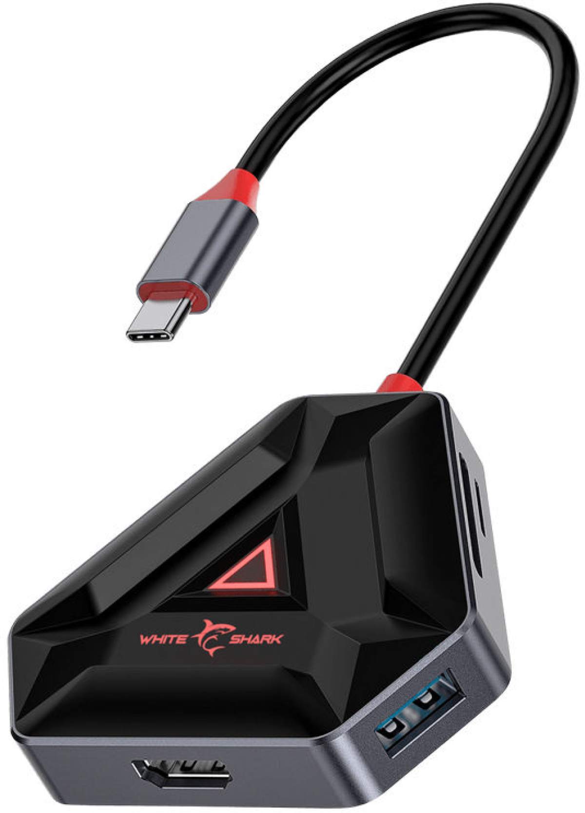 Докинг станция WHITE SHARK HEXAGON, 6-in-1, USB-C, 1x HDMI 4K, 3x USB 3.0, 1x SD card slot, 1x MicroSD, черенна ниска цена с бърза доставка - BestPC.BG