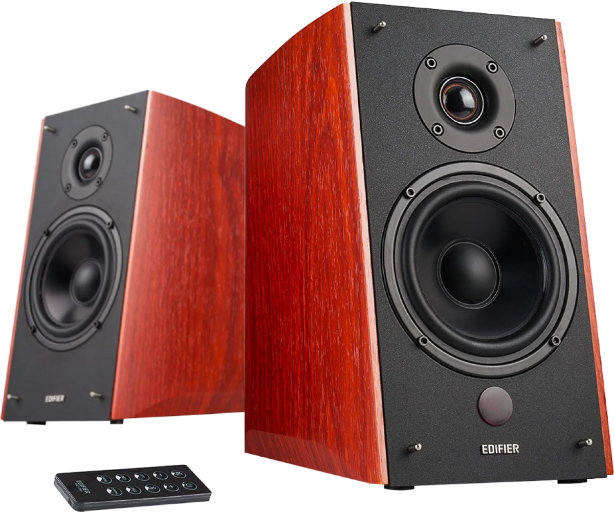 Edifier R2000DB 2.0 Bookshelf, Bluetooth, 3.5mm към RCA, 1-инчови високочестотни говорители, 120 W RMS, кафявна ниска цена с бърза доставка - BestPC.BG