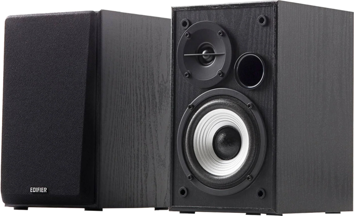 Колонки Edifier R980T 2.0 Bookshelf, двоен RCA и 3.5 мм изход за слушалки, 0.5" говорители, 4" басови драйвери, черенна ниска цена с бърза доставка - BestPC.BG