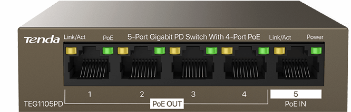 Комутатор/Суич SWITCH TENDA TEG1105PD 5P GBна ниска цена с бърза доставка - BestPC.BG