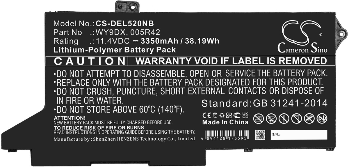 Батерия за лаптоп DELL Latitude 5420, Latitude 5520 005R42, WY9DX, LiPo, 11.4V, 3350mAh, CAMERON SINOна ниска цена с бърза доставка - BestPC.BG