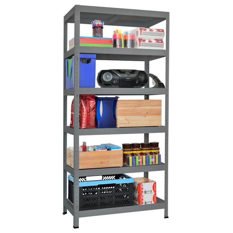 Метален стелаж HARD 180x100x40 см, до 130 кг на рафт - сивна ниска цена с бърза доставка - BestPC.BG