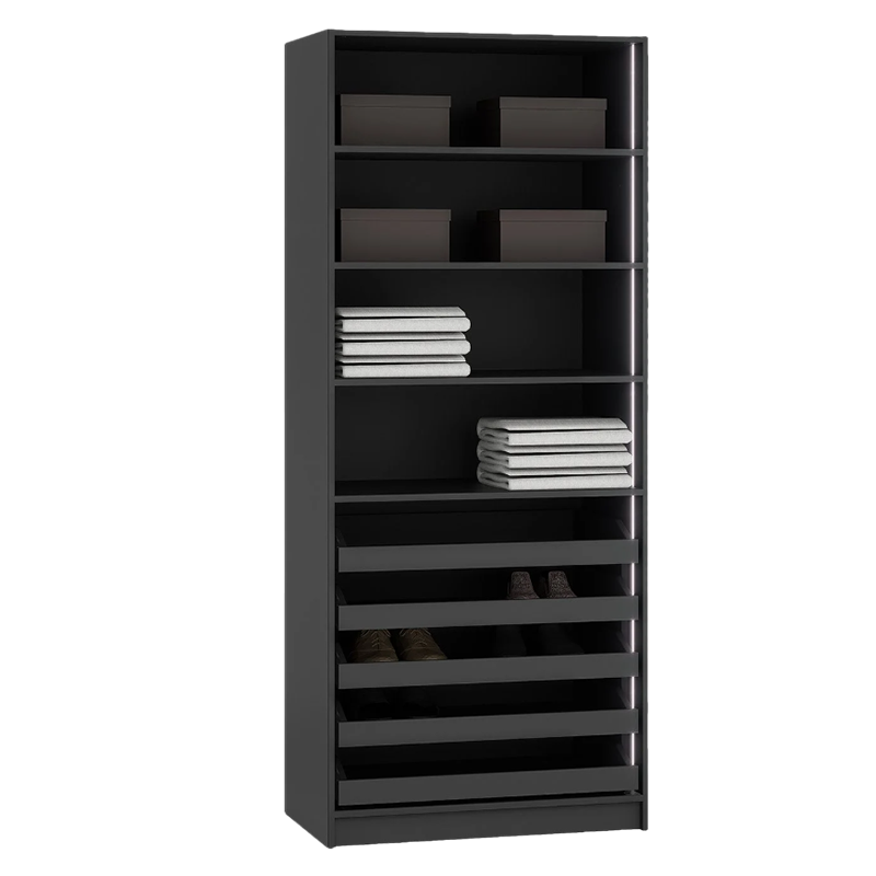 Двукрилен гардероб с чекмеджета YORK - графитна ниска цена с бърза доставка - BestPC.BG