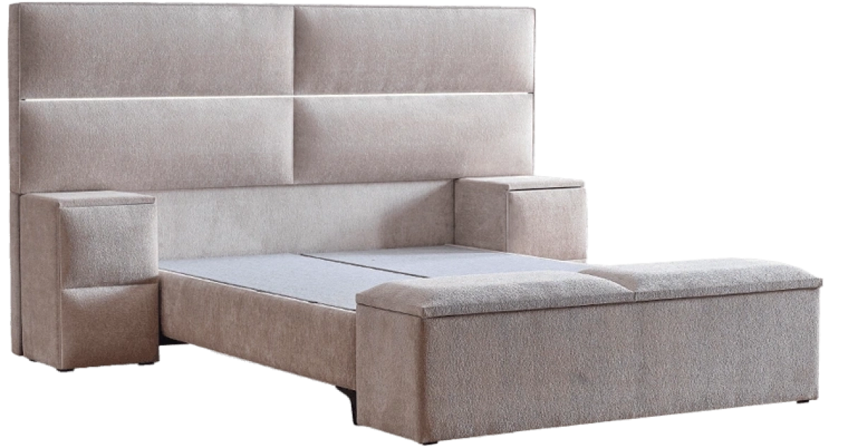 Тапицирана спалня с матрак PUZZLE 180 х 200 - бежов 03на ниска цена с бърза доставка - BestPC.BG