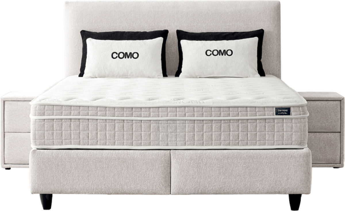 Тапицирана спалня с матрак COMO 160 x 200 - крем ANна ниска цена с бърза доставка - BestPC.BG