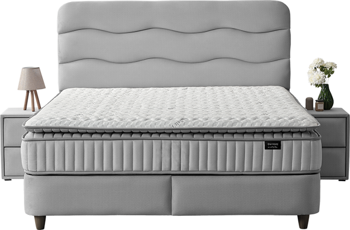 Тапицирана спалня с матрак WAVE 160 x 200 - светлосив 25на ниска цена с бърза доставка - BestPC.BG