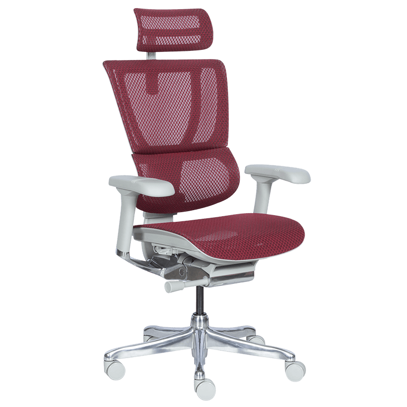 Ергономичен стол ERGOHUMAN IOO ELITE 2 - сива рамка - червенна ниска цена с бърза доставка - BestPC.BG