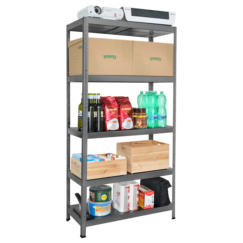 Метален стелаж HARD 180x90x40 см, до 90 кг на рафт - сивна ниска цена с бърза доставка - BestPC.BG