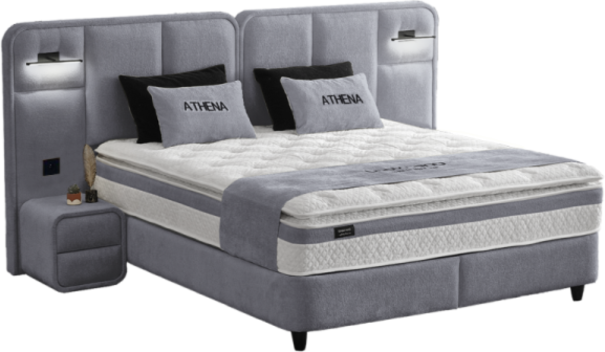 Тапицирана спалня с матрак WAVE 180 x 200 - светлосив 25на ниска цена с бърза доставка - BestPC.BG