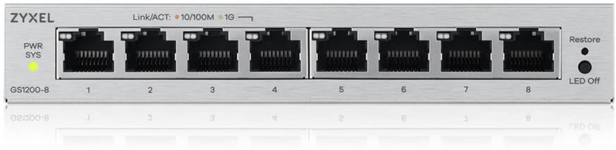 Комутатор/Суич ZyXEL GS1200-8 v3, 8 Port Gigabit webmanaged Desktop Switchна ниска цена с бърза доставка - BestPC.BG