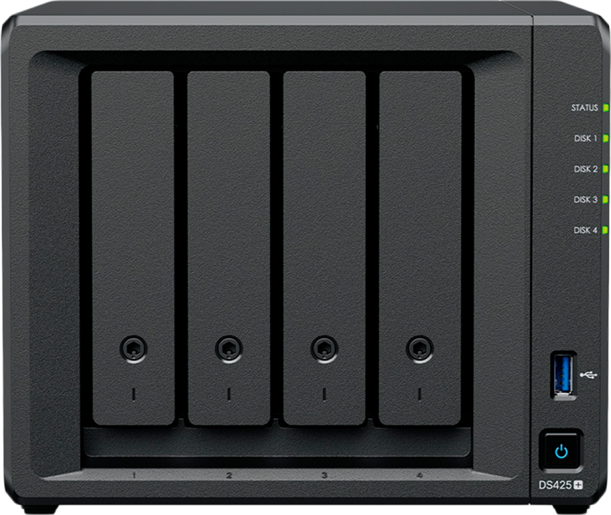 Мрежов сторидж (NAS/SAN) Synology DiskStation DS425+ Tower, 4-Bays 3.5\'\' SATA HDD-SSD, 2 x M.2 2280 NVMe SSD slot, CPU Intel Celeron J4125, 2.0 GHz, 2 GBна ниска цена с бърза доставка - BestPC.BG