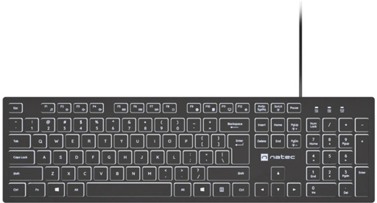Клавиатура Natec Keyboard Herring Glow US, Бяла Подсветка, Чернана ниска цена с бърза доставка - BestPC.BG