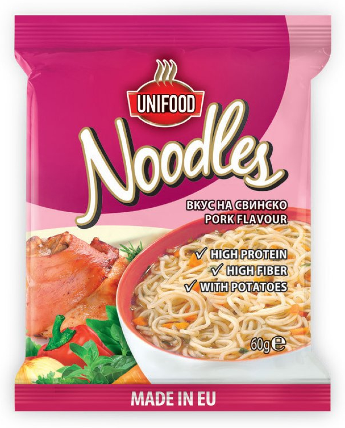 Uni Food Спагети Noodles, инстантни, със свинско, 60 gна ниска цена с бърза доставка - BestPC.BG