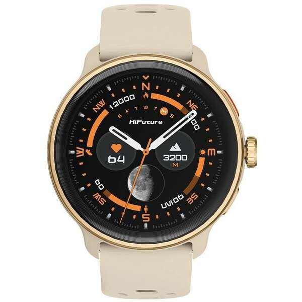 Смарт часовник HiFuture Vela, 1.43" AMOLED, Support AI Coach for Training, Bluetooth Call, 5ATM Водоустойчив, Бежовна ниска цена с бърза доставка - BestPC.BG