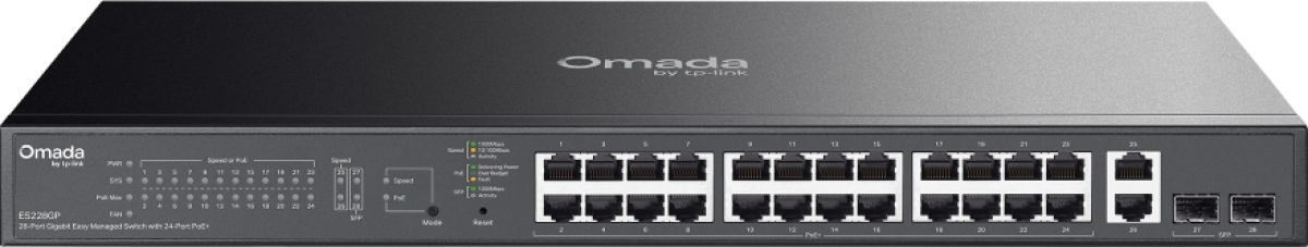 TP-Link Omada ES228GP, 28-портов Gigabit Easy Managed комутатор с 24 PoE+ портана ниска цена с бърза доставка - BestPC.BG