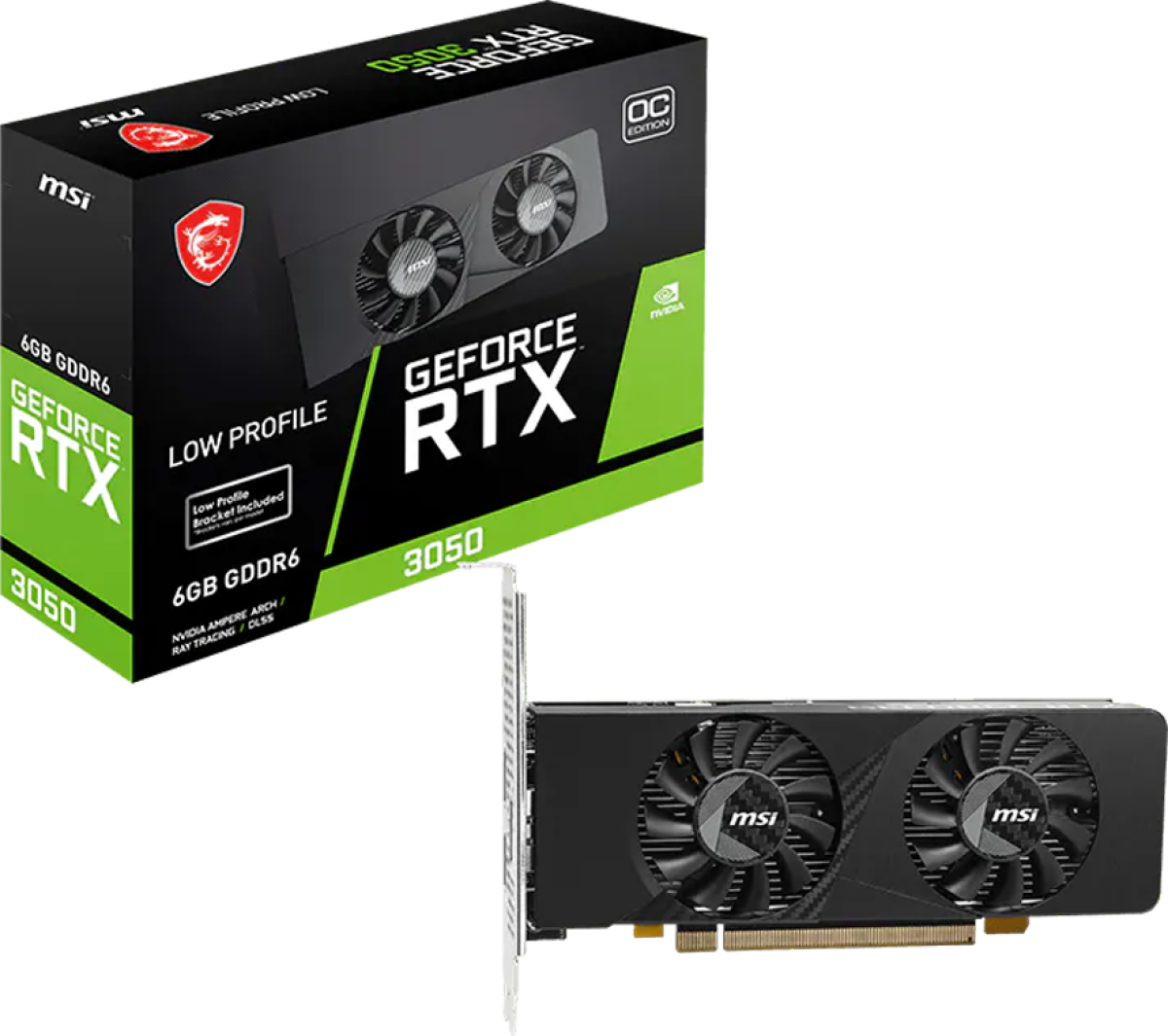 Видеокарта MSI Video Card Nvidia GeForce RTX 3050 LP E 6G OC, 2x HDMI, 1x DP, DUAL FAN, ATXна ниска цена с бърза доставка - BestPC.BG