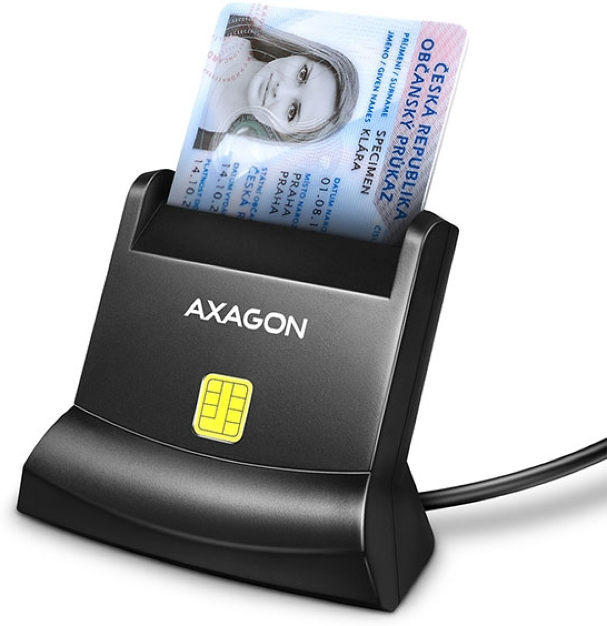Картов четец AXAGON CRE-SM4N, USB-A, Smart ID, CCID, черенна ниска цена с бърза доставка - BestPC.BG