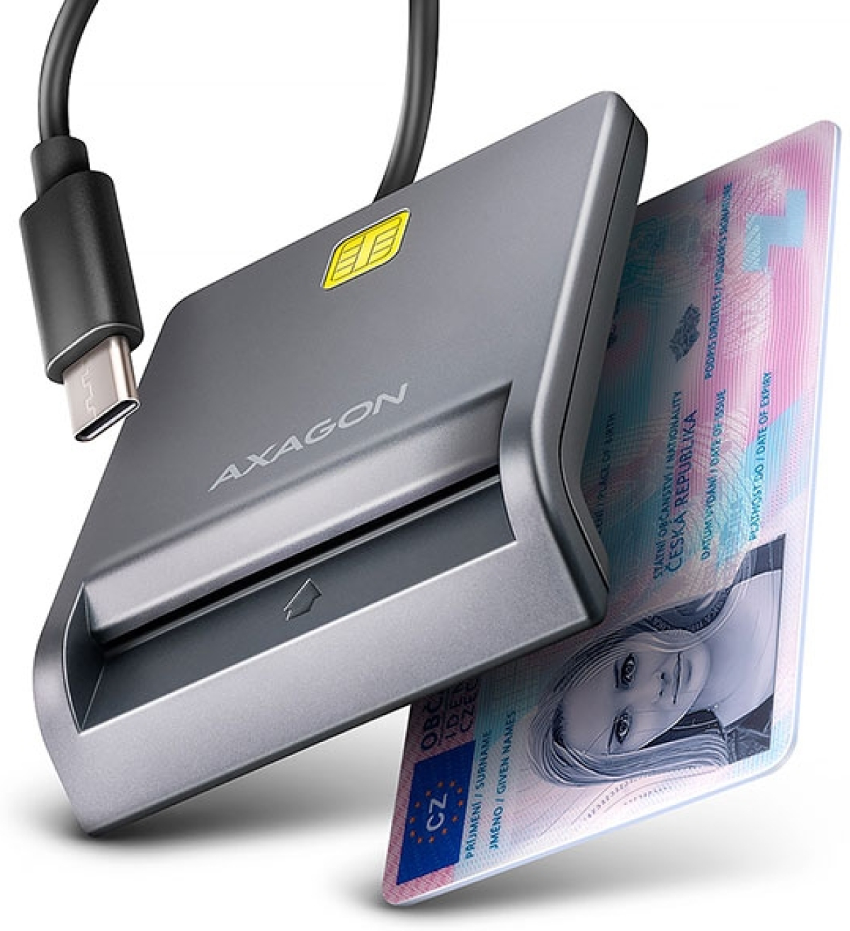Картов четец AXAGON CRE-SM3TC, USB-C, Smart ID, 480Mbps, Flat, черенна ниска цена с бърза доставка - BestPC.BG