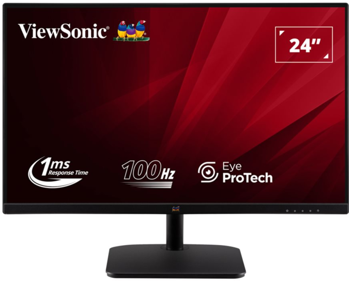 Монитор VIEWSONIC VA2432-H-2 - 24\'\', Full HD (1920х1080), 100 Hz, 1ms, 250 cd/m², HDMI, D-SUB, Черенна ниска цена с бърза доставка - BestPC.BG