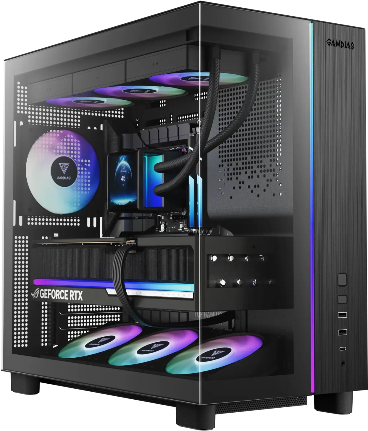 Gamdias кутия Case ATX - ATLAS M4 - A-RGB, USB-Cна ниска цена с бърза доставка - BestPC.BG