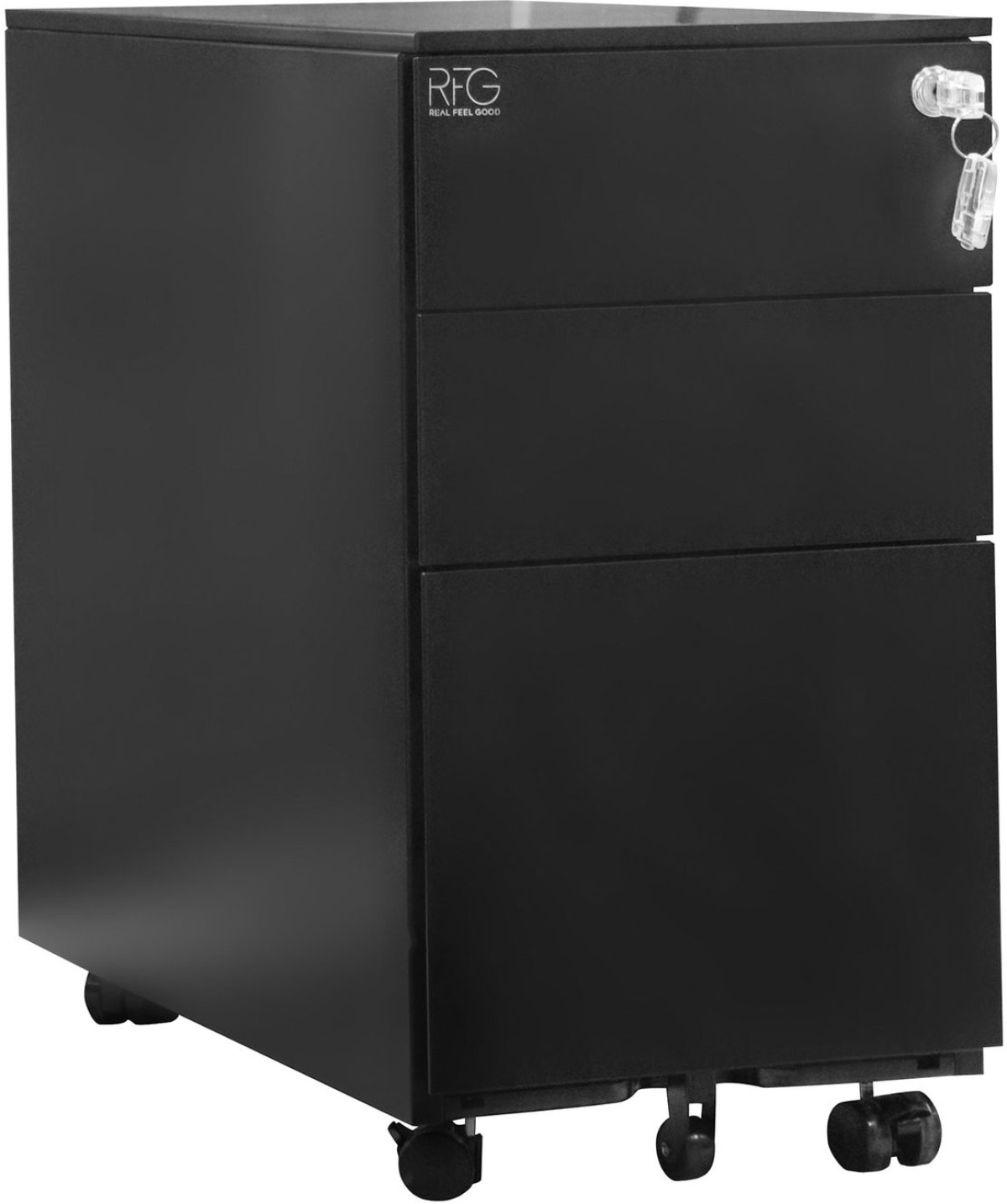 Контейнер RFG, метален, с три чекмеджета и ключ, 300 х 600 х 560 mm, черенна ниска цена с бърза доставка - BestPC.BG