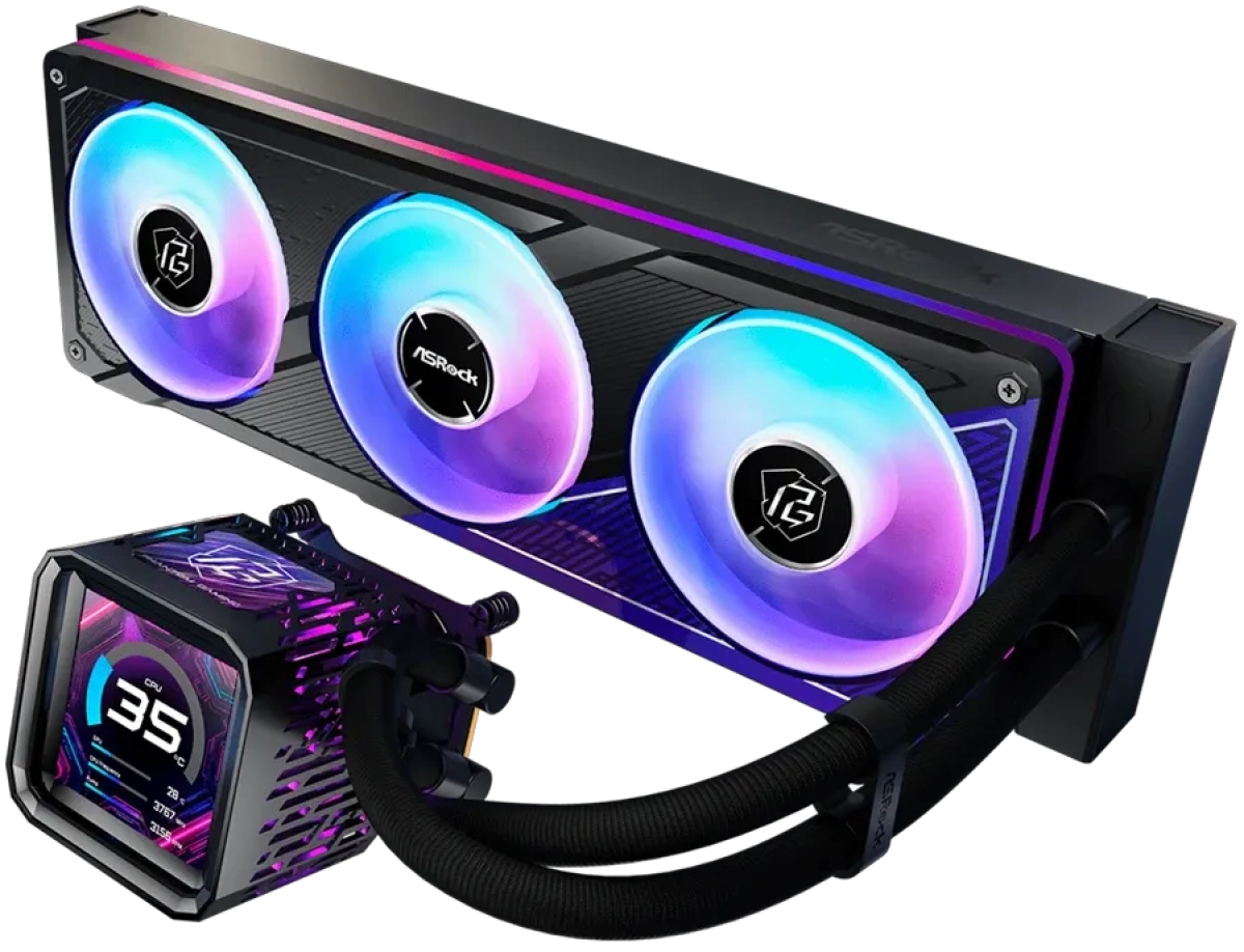 Водно охлаждане Asrock PHANTOM GAMING 360 LCD, AiO liquid cooler, ARGB, IPS LCD, 360 mm radiator, AM5, AM4, LGA1851, LGA1700на ниска цена с бърза доставка - BestPC.BG