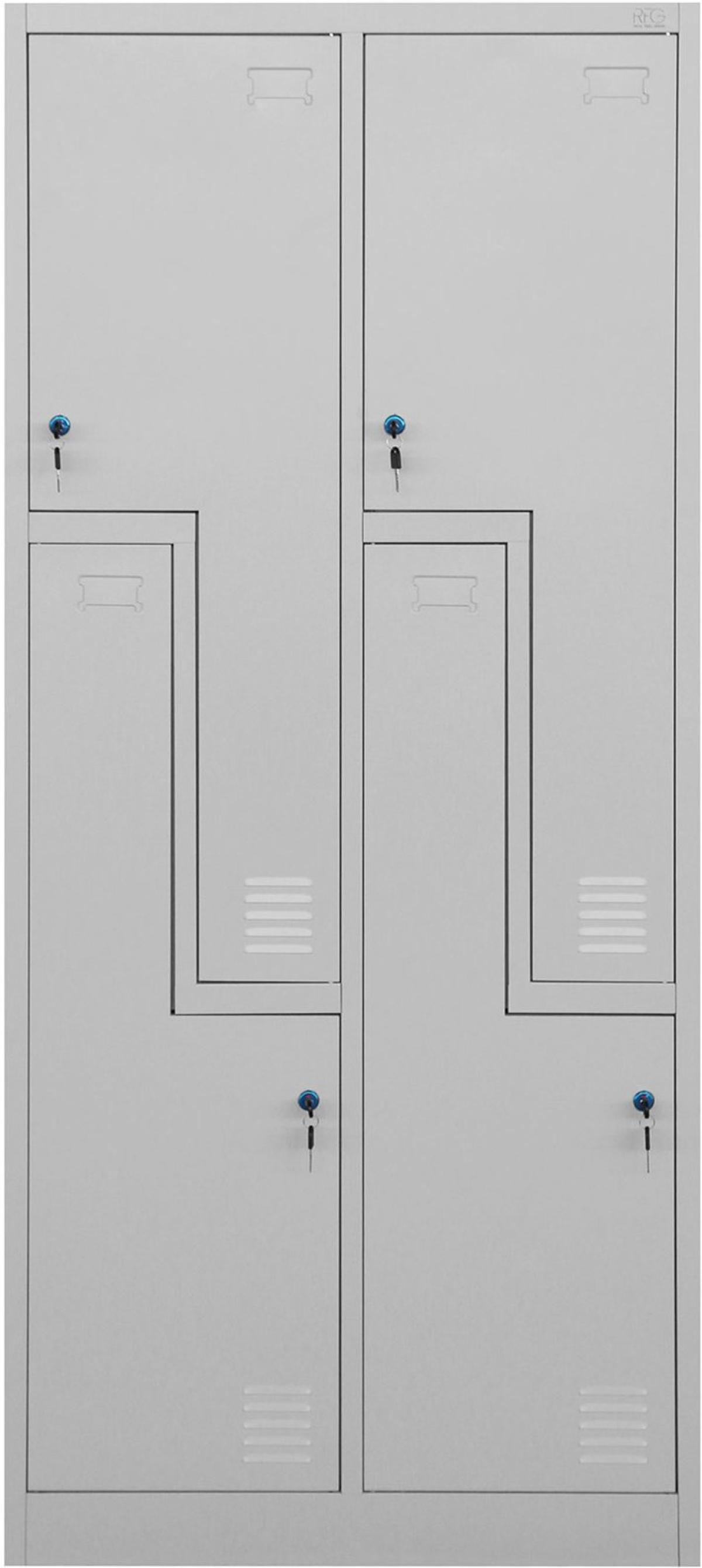 Гардероб RFG, двоен, метален, Z-образни врати, 800 х 450 х 1850 mm, сивна ниска цена с бърза доставка - BestPC.BG