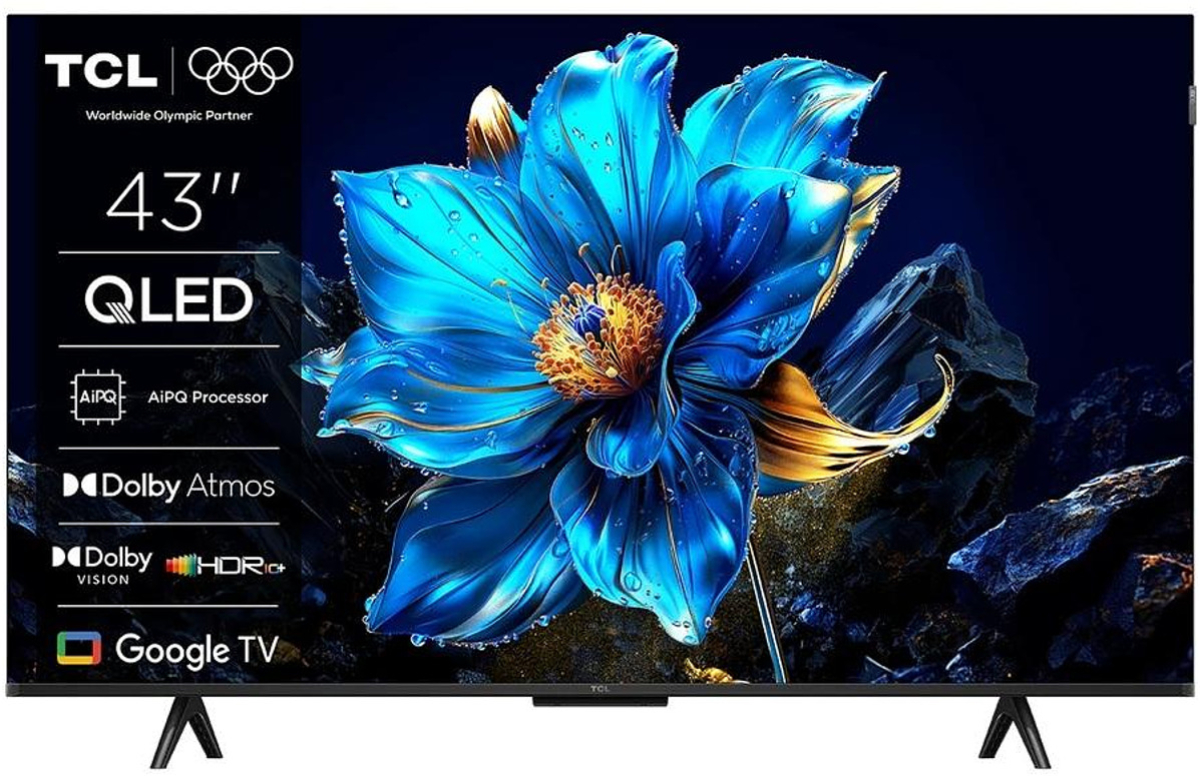 Телевизор TCL 43P7K, 43" QLED 4K UHD (3840x2160) 60 Hz, Google Smart TV, HDR10+, Bluetooth 5.4на ниска цена с бърза доставка - BestPC.BG