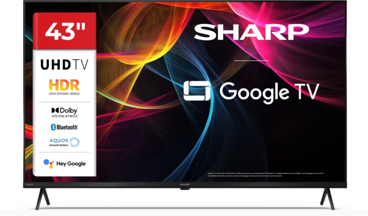 Телевизор Sharp 43HL4265E, 43" Google TV, 4K Ultra HD 3840x2160 Frameless, DVB-T-T2-C-S-S2, Active Motion 1000, HDR10, USB, Wi-Fi, Черенна ниска цена с бърза доставка - BestPC.BG