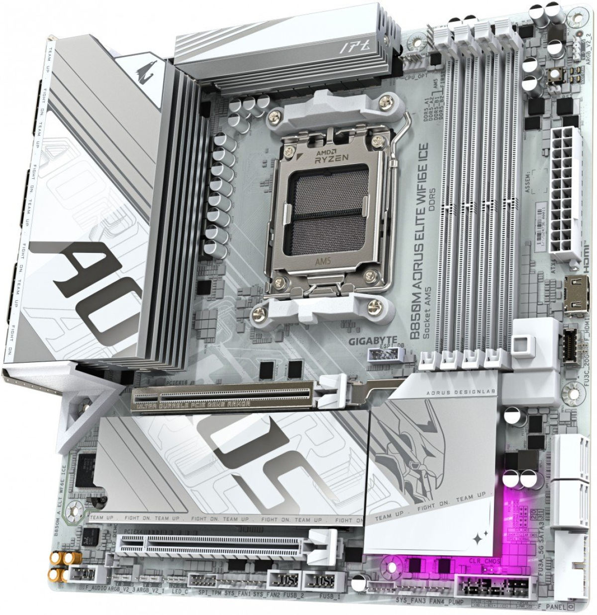 Дънна платка GIGABYTE B850M AORUS ELITE WIGI 6E ICE, AM5, Micro ATX, 4x DDR5, 1x DP, 1x HDMI, 2x PCI-E x16, 1x M.2, 4x SATAна ниска цена с бърза доставка - BestPC.BG