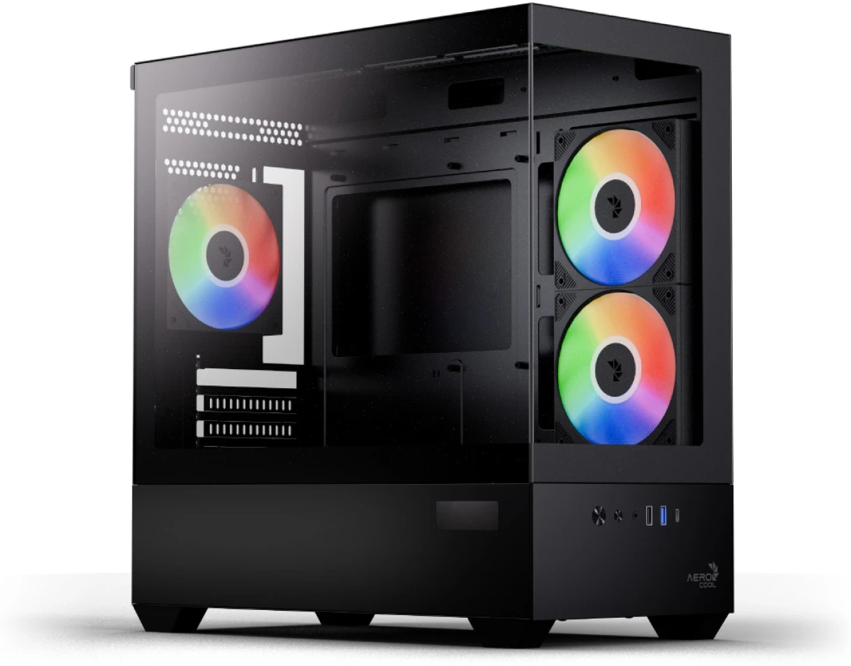 AeroCool кутия Case mATX - P300D Digi-G-BK-v1 - Digital Display, USB-C, 3 x 120 mm A-RGBна ниска цена с бърза доставка - BestPC.BG
