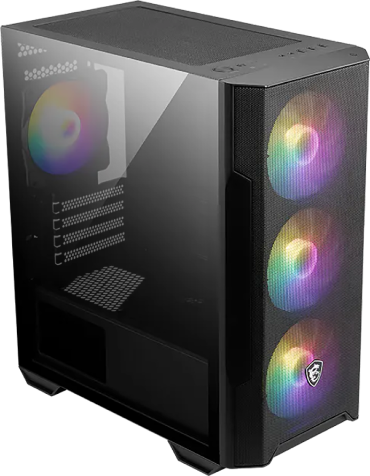 Кутия MSI MAG FORGE M100R, M-ATX Tower, M-ATX- M-ITX, 4x 120mm ARGB Fans, LED Button, ARGB Control Board, Mesh Panel, Черенна ниска цена с бърза доставка - BestPC.BG