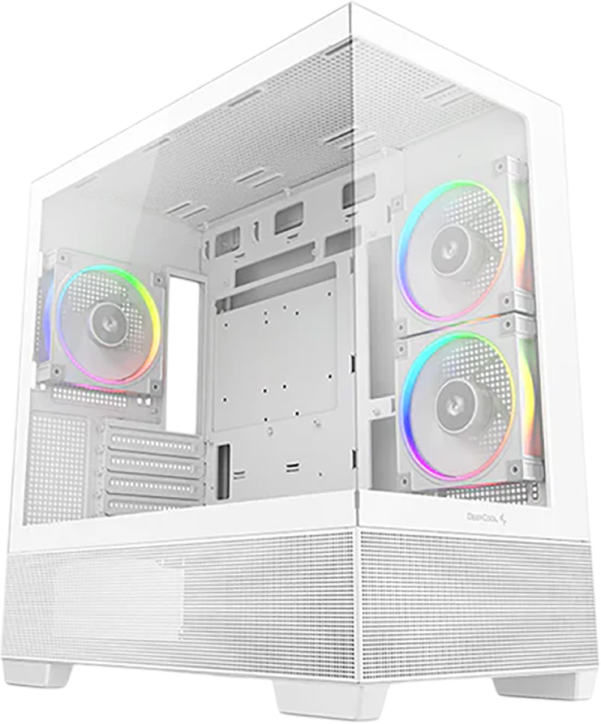 Кутия DeepCool CG380-3F WH, Mid Tower, Micro ATX, 2xUSB3.0, 1xUSB Type-C, 1xAudio, 3x120mm ARGB вентилатора, бялна ниска цена с бърза доставка - BestPC.BG
