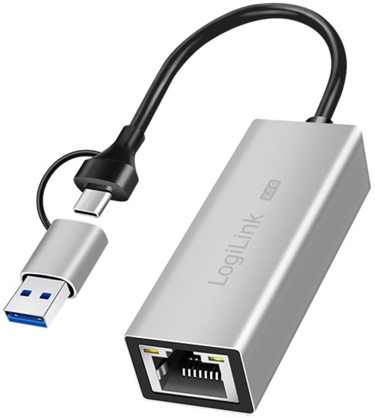 Мрежова LAN карта/адаптер LogiLink UA0422, USB 3.2 Gen 1 USB-A/USB-C към 2.5G Ethernet, 2500Mbps, RJ-45, сивна ниска цена с бърза доставка - BestPC.BG