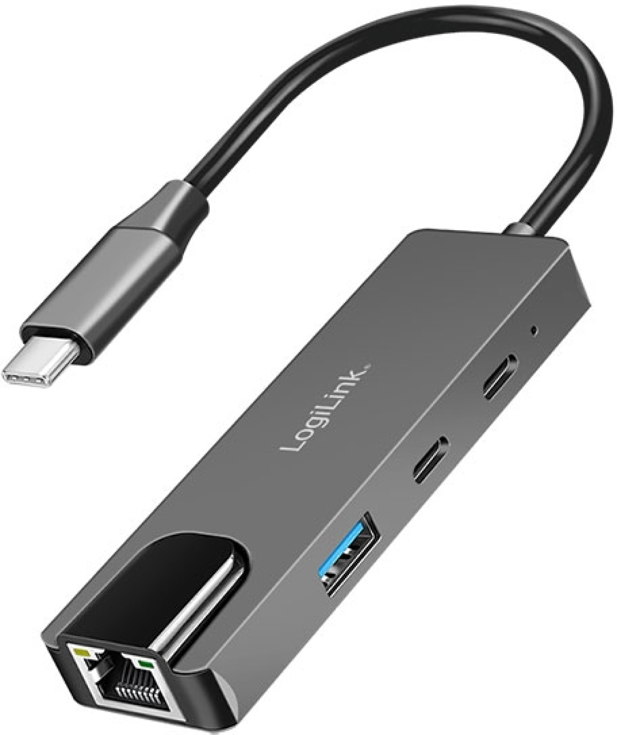 Мрежова LAN карта/адаптер LogiLink UA0432, USB 3.2 Gen 1, USB-C към 2.5G Ethernet, 2500Mbps, 3x USB, сивна ниска цена с бърза доставка - BestPC.BG