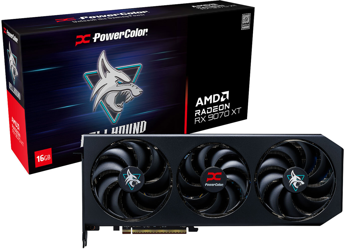 Видеокарта POWERCOLOR Hellhound AMD Radeon RX 9070 XT, 16GB GDDR6, PCI-E 5.0, 7680 x 4320, 256-bit, HDMI, 3x DisplayPortна ниска цена с бърза доставка - BestPC.BG