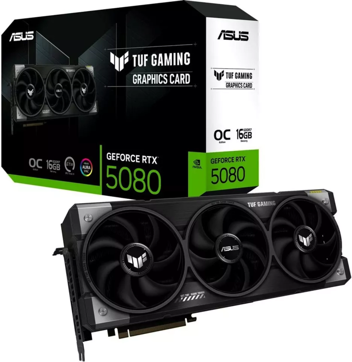 Видеокарта ASUS TUF RTX5080 - 16GB, PCI-E 5.0, GDDR7, 256-bit, 7680 x 4320, 2x HDMI, 3x DisplayPortна ниска цена с бърза доставка - BestPC.BG