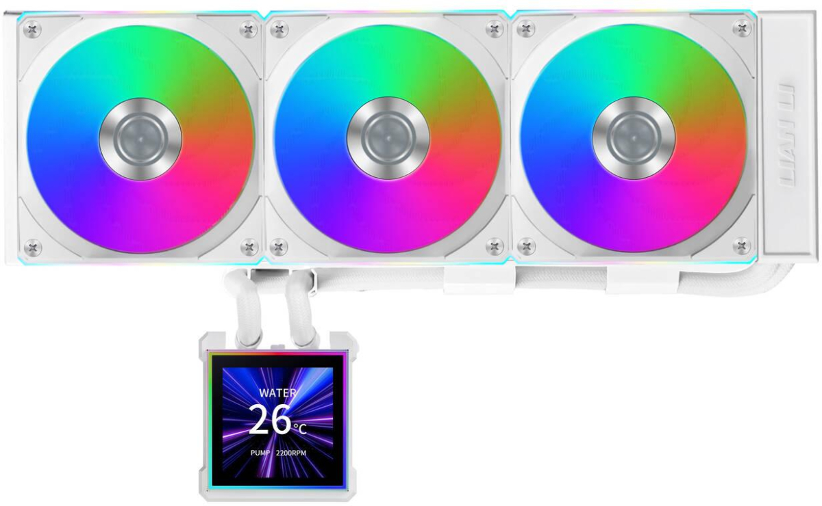 Водно охлаждане Lian Li HydroShift II LCD-S 360CL RGB, 360 mm, 3200 RPM, IPS LCD дисплей, бялна ниска цена с бърза доставка - BestPC.BG