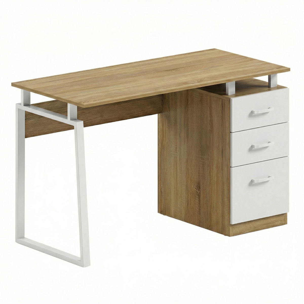 Бюро RFG Shape Z, с контейнер, 1200 х 480 х 760 mm, ПДЧ 16 mm, плот дъб сонома, бял метална ниска цена с бърза доставка - BestPC.BG