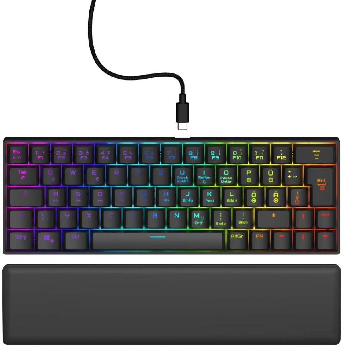 Клавиатура uRage Exodus 760 Mechanical Mini, геймърска, 60%, OUTEMU Red суичове, RGB подсветка, USB, черенна ниска цена с бърза доставка - BestPC.BG