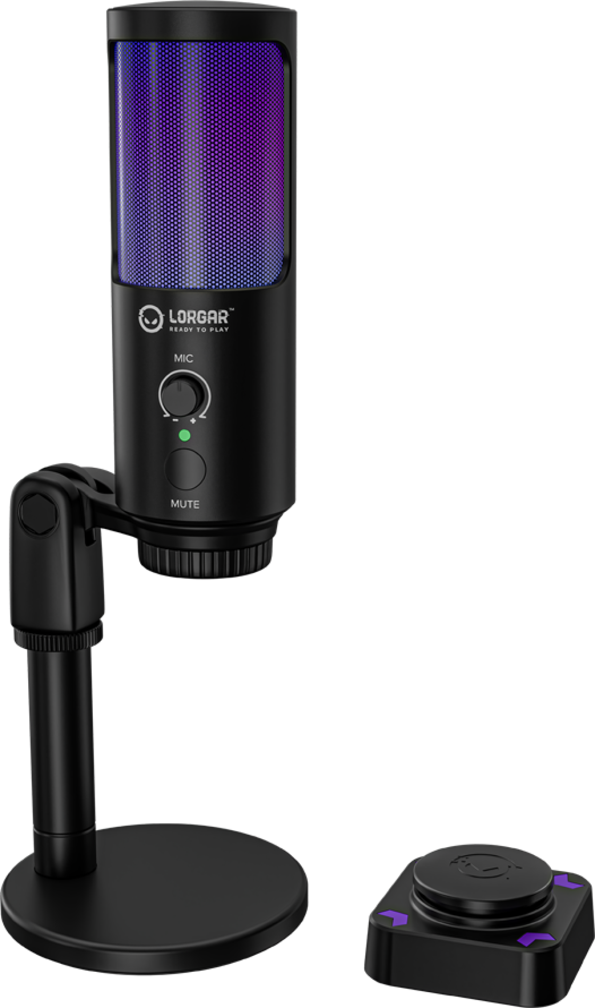 Микрофон LORGAR SMP40, RGB, кардиоиден, външен бутон за заглушаване, метална стойка, черенна ниска цена с бърза доставка - BestPC.BG