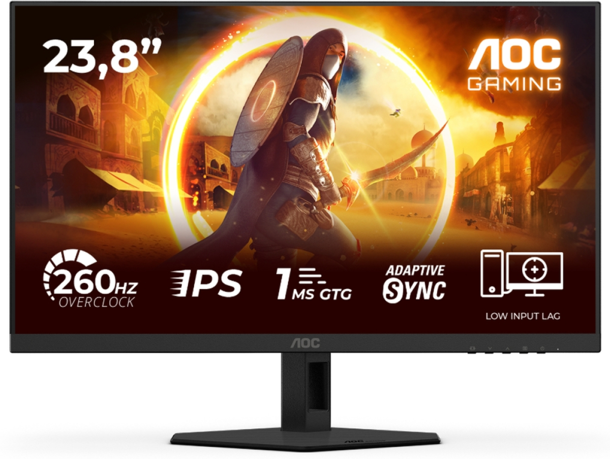 Монитор AOC 24G4ZRE, 23.8" Fast IPS WLED, FHD (1920x1080), 260Hz, 0.3ms, 300cd m-2, Anti Blue Light, 2xHDMI, DisplayPort, Черенна ниска цена с бърза доставка - BestPC.BG