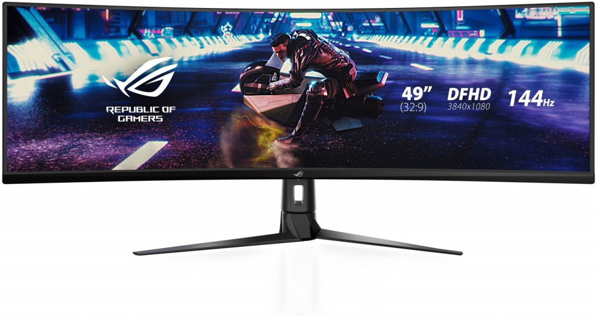 Монитор ASUS ROG STRIX - 49\'\' VA, 3840x1080, 32:9, 144Hz, 450cd/m, 3000:1, 4ms, 1x DisplayPort, 2x HDMI, 2x USB 3.2 Gen 1 Type-A, Черенна ниска цена с бърза доставка - BestPC.BG