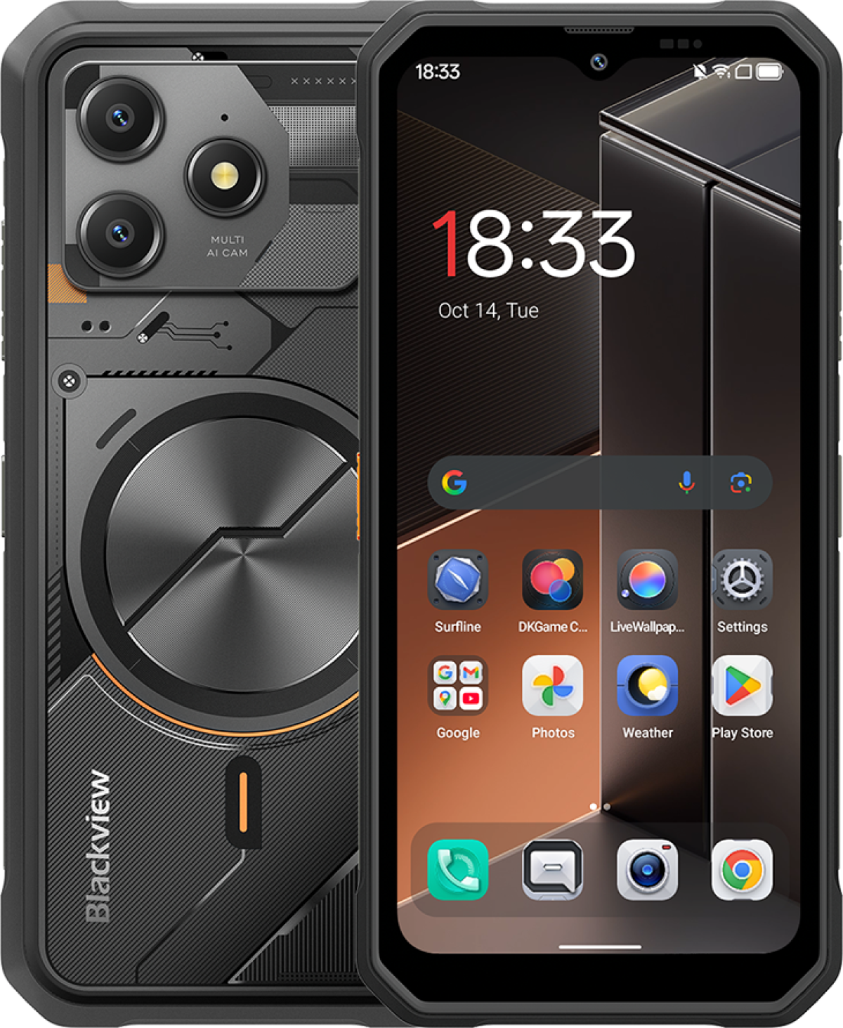 Смартфон Blackview FORT100 LTE 6.56-inch HD+ 1612x720 90Hz, 8+128GB, 13MP Front 16MP Rear, NFC, 5000mAh, Fingerprint, Android 16, Черенна ниска цена с бърза доставка - BestPC.BG